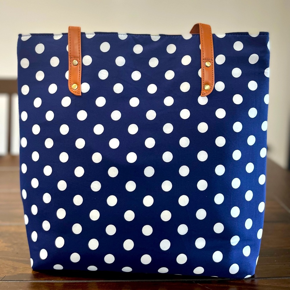 Polka Dots Tote Bag - Fabric Ikaat bag & coin purse - Lightweight, set of 2